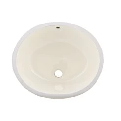 DAX Ceramic Oval Single Bowl Undermount Bathroom Sink, Ivory Finish, 19-1/2 X 16 X 8 Inches (BSN-201)