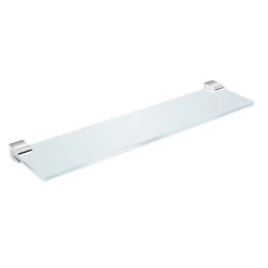 DAX Milano Bathroom Shelf, Wall Mount, Brass Body With Tempered Glass, Chrome Finish, 15-3/4 Inches (DAX-GDC160144-CR)