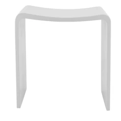 DAX Solid Surface Bathroom Stool, Matte White Finish, 15-3/4 X 17-1/8 X 11-13/16 Inches (DAX-ST-02)