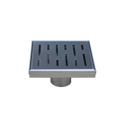 DAX Square Shower Floor Drain, Stainless Steel Body, Chrome Finish, 4 X 4 Inches (ZS3S01CR)