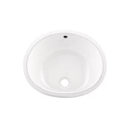 DAX Ceramic Oval Single Bowl Undermount Bathroom Sink, White Finish, 18 X 14-3/4 X 7-1/2 Inches (BSN-205B-W)