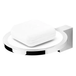 COSMIC Project Soap Dish, Wall Mount, Brass Body With Plastic, Chrome - White Finish, 4-1/2 X 1-3/4 X 5-1/2 Inches (2515132)