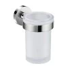 DAX Valencia Bathroom Single Tumbler Toothbrush Holder, Wall Mount, Tempered Glass Cup, Chrome Finish, 3 X 4-3/4 X 4-7/16 Inches (DAX-GDC120152-CR)
