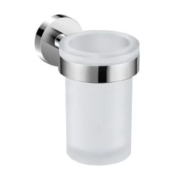 DAX Valencia Bathroom Single Tumbler Toothbrush Holder, Wall Mount, Tempered Glass Cup, Chrome Finish, 3 X 4-3/4 X 4-7/16 Inches (DAX-GDC120152-CR)