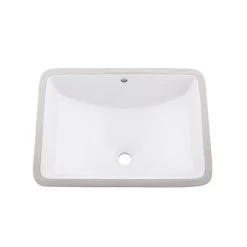 DAX Ceramic Square Single Bowl Undermount Bathroom Sink, White Finish, 22-1/6 X 15-1/2 X 8-5/16 Inches (BSN-202G-W)