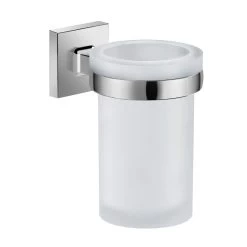 DAX Milano Bathroom Single Tumbler Toothbrush Holder, Wall Mount, Tempered Glass Cup, Chrome Finish, 2-15/16 X 4-3/4 X 4-5/16 Inches (DAX-GDC160152-CR)