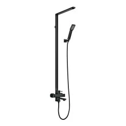 DAX Shower System, Faucet Set, With Shower Tub Trim And Hand Shower, Wall Mount, Brass Body, Black Finish (DAX-8166C-BL)