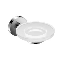 DAX Valencia Soap Dish, Tray, Wall Mount, White Glass, Chrome Finish, 4-1/3 X 5-1/8 X 2 Inches (DAX-GDC120132-CR)