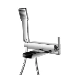 DAX Hot Tub Faucet With Hand Shower And Waterfall Spout, Wall Mount Brass Body Chrome Finish, 11-5/8 X 7 1/4 X 3-1/8 Inches (DAX-8105)