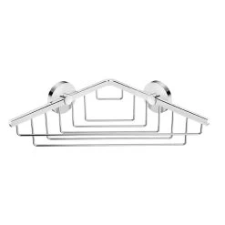 DAX Valencia Bathroom Corner Shelf Basket, Wall Mount, Stainless Steel, Chrome Finish, 8-1/4 X 8-1/4 X 3-1/8 Inches (DAX-GDC120150-CR)