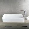 DAX Ceramic Rectangle Single Bowl Bathroom Vessel Sink, White Finish, 19 X 14-1/2 X 5 Inches (BSN-285B)