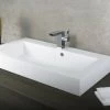 DAX Solid Surface Rectangle Single Bowl Bathroom Vessel Sink, White Matte Finish, 31-1/3 X 18-1/9 X 6-3/4 Inches (DAX-AB-1021)