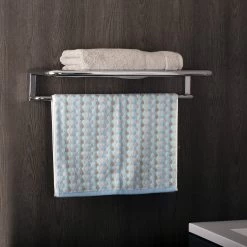 COSMIC Project Towel Rack With Shelf, Wall Mount, Brass Body, Chrome Finish, 23-5/8 X 4-5/16 X 9-13/16 Inches (2510168) -Bathroom Shop 02 7be99e6b 3772 4c49 9dcf 414c013771a0