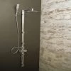 DAX Shower System With Round Rain Shower Head, 3 Nozzles, Hand Shower And Individual Controls, Wall Mount, Brass Body, Chrome Finish (DAX-FH8452-675)