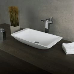 DAX Solid Surface Rectangle Single Bowl Bathroom Vessel Sink, White Matte Finish, 22-7/8 X 13-3/8 X 4 Inches (DAX-AB-1321) -Bathroom Shop 02 81730fd6 eed9 4e4a beec 931dd3d77b13