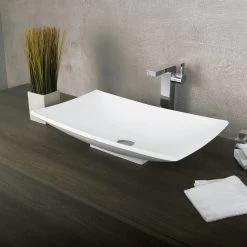 DAX Solid Surface Rectangle Single Bowl Bathroom Vessel Sink, White Matte Finish, 25-2/5 X 15-3/8 X 5-3/4 Inches (DAX-AB-1325) -Bathroom Shop 02 dc25eba1 c118 4371 8515 2c69796e6f66