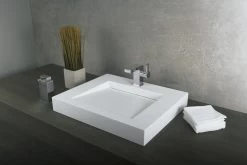 DAX Solid Surface Rectangle Single Bowl Top Mount Bathroom Sink, 23-1/4 X 19-5/16 X 3-1/8 Inches (DAX-AB-1330)
