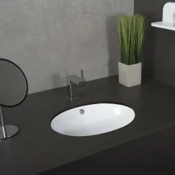 DAX Ceramic Oval Single Bowl Undermount Bathroom Sink, White Finish, 19-1/2 X 16 X 8 Inches (BSN-200) -Bathroom Shop 03 06977cc8 1606 46fb 91db 21b07c8b6758