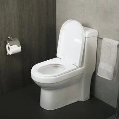 DAX One Piece Square Toilet With Soft Closing Seat And Dual Flush High-Efficiency, Porcelain, White Finish, Height 30-3/4 Inches (BSN-43A) -Bathroom Shop 03 11594b2e c9be 4456 9287 4b0785ec96b9