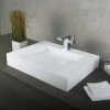 DAX Solid Surface Rectangle Single Bowl Wall Mount Bathroom Sink, White Matte Finish, 23-3/5 X 18-1/2 X 4 Inches (DAX-AB-1379)