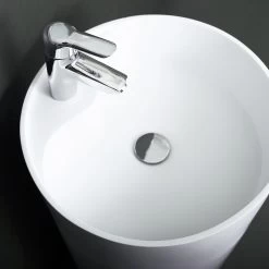 DAX Solid Surface Round Pedestal Freestanding Bathroom Sink, White Matte Finish, 17-1/2 X 17-1/2 X 31-1/2 Inches (DAX-AB-1380) -Bathroom Shop 03 688c5199 3c44 4484 b3d5 282e6f49a7a5