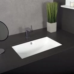 DAX Ceramic Square Single Bowl Undermount Bathroom Sink, White Finish, 22-1/6 X 15-1/2 X 8-5/16 Inches (BSN-202G-W) -Bathroom Shop 04 0c73150e 1c6f 4c75 b5e2 59a41cfd58df