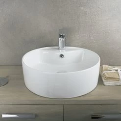 DAX Ceramic Round Single Bowl Bathroom Vessel Sink, White Finish, Ø 1-7/8" X D 6" Inches (BSN-222A) -Bathroom Shop 04 1b3b0cbc a47b 4e2f b0e8 8676d12d4218