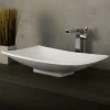 DAX Solid Surface Rectangle Single Bowl Bathroom Vessel Sink, White Matte Finish, 25-2/5 X 15-3/8 X 5-3/4 Inches (DAX-AB-1325)