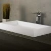 DAX Solid Surface Rectangle Single Bowl Bathroom Vessel Sink, White Matte Finish, 31-1/2 X 15-3/4 X 4-3/4 Inches (DAX-AB-1327)