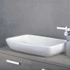 DAX Ceramic Rectangle Single Bowl Bathroom Vessel Sink, White Finish, 23-13/16 X 15-1/8 X 2-5/16 Inches (BSN-285I)