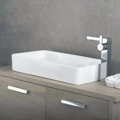 DAX Ceramic Rectangle Single Bowl Bathroom Vessel Sink, White Finish, 19 X 14-1/2 X 5 Inches (BSN-285B) -Bathroom Shop 04 4b64131c 3b66 46cc b775 fa1ec33b6f80