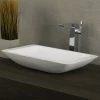 DAX Solid Surface Rectangle Single Bowl Bathroom Vessel Sink, White Matte Finish, 22-7/8 X 13-3/8 X 4 Inches (DAX-AB-1321)