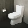DAX One Piece Square Toilet With Soft Closing Seat And Dual Flush High-Efficiency, Porcelain, White Finish, Height 30-3/4 Inches (BSN-43A)
