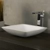 DAX Solid Surface Square Single Bowl Bathroom Vessel Sink, White Matte Finish, 16-1/2 X 16-1/2 X 4 Inches (DAX-AB-1320)