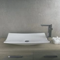 DAX Ceramic Rectangle Single Bowl Bathroom Vessel Sink, White Finish, 23-3/4 X 15-3/8 X 4-1/2 Inches (BSN-CL1056) -Bathroom Shop 04 dc76cd74 fb57 4c9e a17d 16a54d584cdd