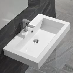 DAX Solid Surface Rectangle Single Bowl Bathroom Vessel Sink, White Matte Finish, 31-1/3 X 18-1/9 X 6-3/4 Inches (DAX-AB-1021) -Bathroom Shop 04 efddcc55 23ea 4458 b4b8 4cfec5306629