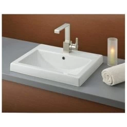 Camilla Semi-Recessed Basin Sink With Single Faucet Drilling - White