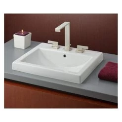 Camilla Semi-Recessed Basin Sink With 8 Inch Faucet Drillings - White