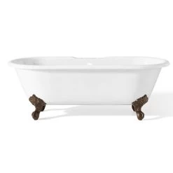 Regal Double Ended Cast Iron Clawfoot Tub - Rim Faucet Drillings