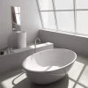 Pietro 69 Inch Solid Surface Freestanding Double Ended Bathtub - No Faucet Drillings - Gloss White