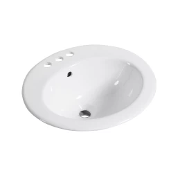 DAX Ceramic Single Bowl Top Mount Bathroom Sink, White Finish, 19-11/16 X 17-11/16 X 8-1/4 Inches (BSN-209-W)