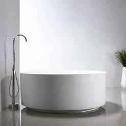 DAX Round Freestanding Acrylic Bathtub - Glossy White Finished - 55 Inches Diameter (BT-8028)