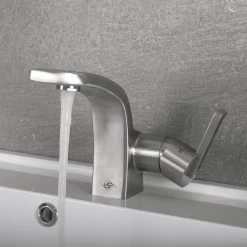 DAX Single Handle Bathroom Faucet, Stainless Steel Body, Brushed Finish, 4-13/16 X 6-1/16 Inches (DAX-010-05) -Bathroom Shop DAX 010 05 05