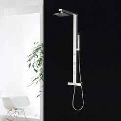 DAX Stainless Steel Shower Column Thermostatic Mixer Body Jets Hand Shower (DAX-019-CR)