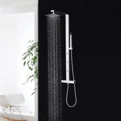 DAX Stainless Steel Shower Column Thermostatic Mixer Body Jets Hand Shower (DAX-019-CR) -Bathroom Shop DAX 019 CR 03