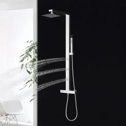 DAX Stainless Steel Shower Column Thermostatic Mixer Body Jets Hand Shower (DAX-019-CR) -Bathroom Shop DAX 019 CR 04