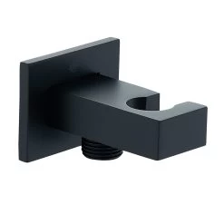 Dax Brass Square Hand Shower Holder With Hose Connector Matte Black Finish (DAX-078-BL)
