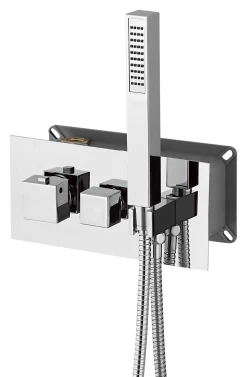 DAX Square Concealed Valve Thermostatic Mixer With 2/3 Function Diverter. Chrome Finish (DAX-1004-SQ-CR)