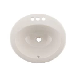 DAX Ceramic Single Bowl Top Mount Bathroom Sink, Ivory Finish, 19-11/16 X 17-11/16 X 8-1/4 Inches (BSN-209-I)