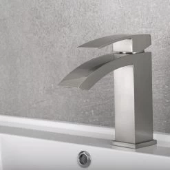 DAX Single Handle Waterfall Bathroom Faucet, Brass Body, Brushed Finish, 4-7/8 X 7 Inches (DAX-6690A-BN) -Bathroom Shop DAX 6690A BN 04